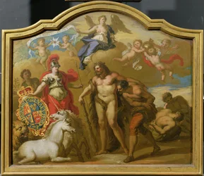 Allégorie de la puissance de la Grande-Bretagne par terre, design pour un panneau décoratif pour le carrosse cérémonial de George I, c.1718