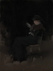 Arrangement en noir : jeune fille lisant, vers 1880-90