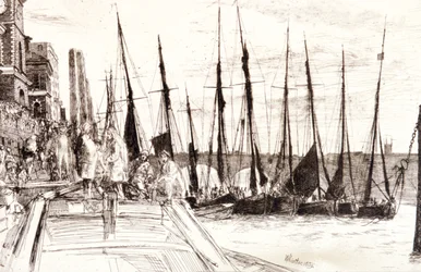 Bateaux à côté de Billingsgate, Londres, 1859