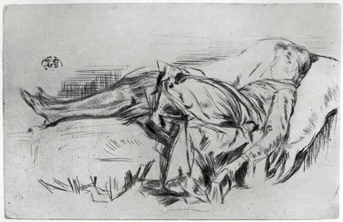 Enfant sur un canapé, XIXe siècle