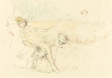 Figure drapée, allongée