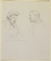 Têtes de deux hommes, vers 1855-59