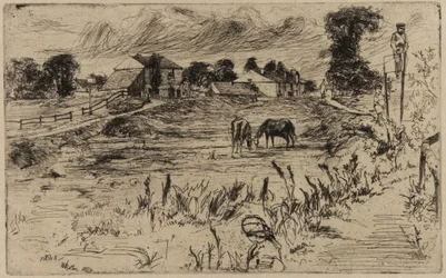Paysage avec des chevaux