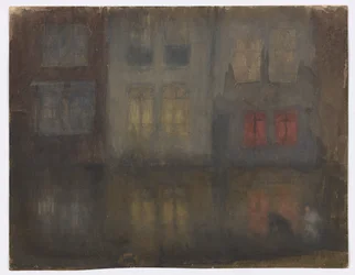 Nocturne : noir et rouge - canal arrière, Hollande