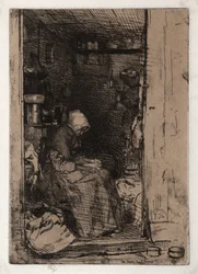 La Vieille Chiffonnière, n° 10 des Douze Gravures de la Nature Le Set Français, 1858