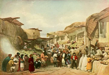 La rue principale du bazar de Kaboul en saison des fruits, vers 1840, 1901
