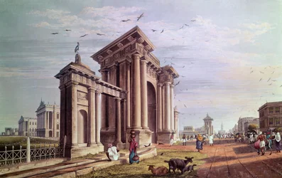 Rue de la Cour, Calcutta (gravé par Robert Havell, pub. 1824)