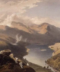 Grasmere depuis Langdale Fell, détail du lac, de "The English Lake District", 1853