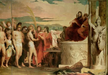 Couronnement des vainqueurs à Olympie, troisième œuvre de la série Le progrès de la culture et de la connaissance humaines, détail des vainqueurs couronnés devant les hellanodices, vers 1777-84