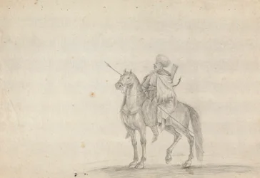 Homme à cheval portant une lance