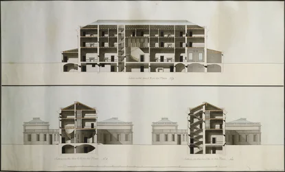 Dessins pour une maison néoclassique pour Lord Charleville : Trois sections