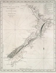 Carte de la Nouvelle-Zélande, explorée en 1769 et 1770 par le lieutenant J. Cook, commandant du Bark Endeavour de Sa Majesté