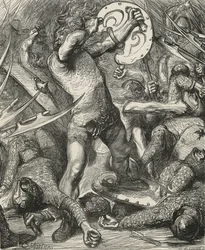 Hereward se frayant un chemin à travers l