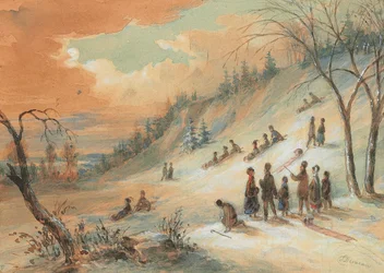 Luge sur une colline, près de Montréal