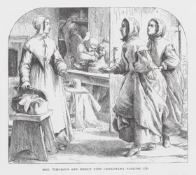 Mme Timorous et Mercy trouvent Christiana en train de faire ses bagages