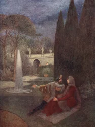 Le Marchand de Venise de Shakespeare : Lorenzo et Jessica (lithographie en couleur)