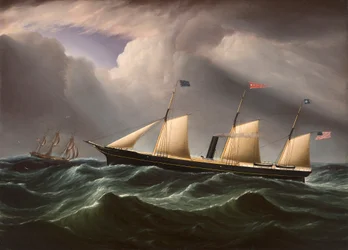Le premier vapeur à vis Star of the South en haute mer par James E. Buttersworth