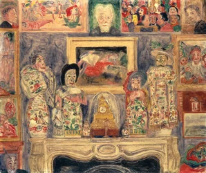 Intérieur avec trois portraits