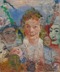 Vieille dame avec des masques