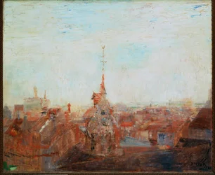 Toits à Ostende (huile sur carton)