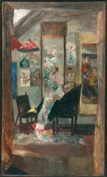 Squelette regardant des chinoiseries, 1885