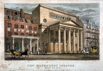 Vue du théâtre Haymarket, Westminster, Londres, 1821