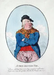 Un vrai marin britannique, publié par Hannah Humphrey en 1795 (eau-forte coloriée à la main)