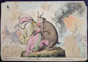 Enchantements récemment vus sur la montagne du Pays de Galles, ou la réconciliation de Shon-ap-Morgan avec la princesse des fées, publié par Hannah Humphrey en 1796