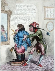 Tailleur Français ajustant John Bull avec un 
