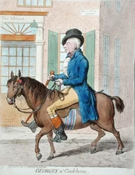 Georgey sur un cheval à bascule, publié par Hannah Humphrey en 1796