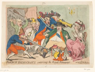 Louis XVI et Marie-Antoinette surpris pendant leur fuite, 1791 French democrats surprizing the Royal Runaways