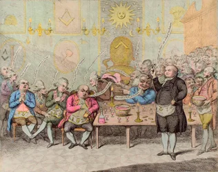 Anecdote maçonnique - par James Gillray (1757-1815) - Caricature anglaise contre le comte Cagliostro (Alessandro, comte de Cagliostro)