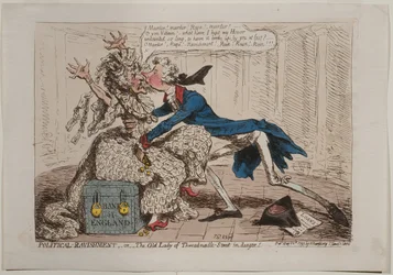 Ravissement politique, ou La vieille dame de Threadneedle Street en danger!, publié par Hannah Humphrey, 1797
