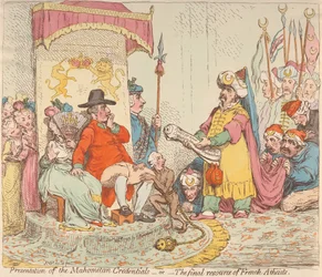 Présentation des lettres de créance mahométanes - ou - La dernière ressource des athées français (de : Caricature, vol. 2)
