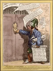 Caricature satirique dans le Daily Advertiser concernant le discours de Dundas à la Chambre des communes, 1797