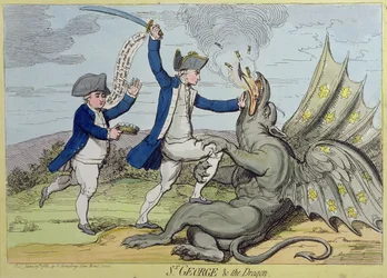 Saint Georges et le dragon, publié par Hannah Humphrey en 1782
