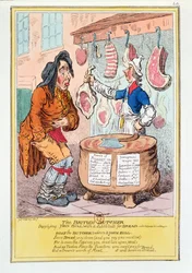 Le Boucher britannique fournissant à John Bull un substitut pour le pain, 1795