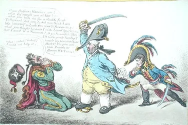 Le ministre magnanime châtiant la perfidie prussienne, publié par Hannah Humphrey en 1806