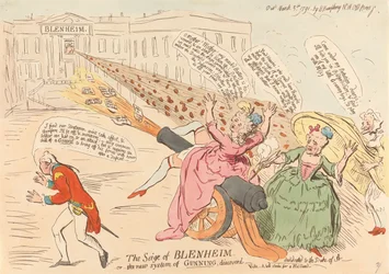 Die Belagerung von Blenheim, - oder - Das neue System des Schießens, entdeckt -- Siehe - Ein kühner Schlag für einen Ehemann - Gewidmet dem Herzog von A.-.