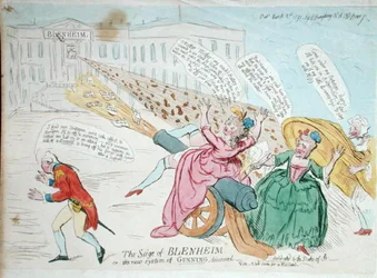 Le Siège de Blenheim, ou Le nouveau système de Gunning découvert, publié par Hannah Humphrey en 1791