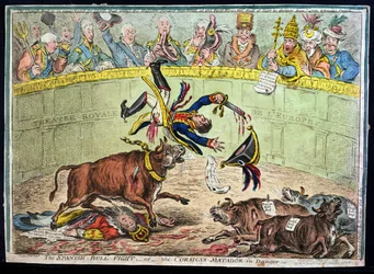 La corrida espagnole, ou le matador corse en danger, publié par Hannah Humphrey en 1808
