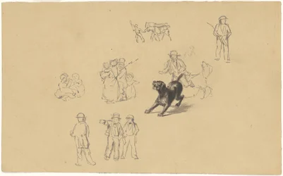 Chien Aboyant et Études pour "Entraînement de la Milice"