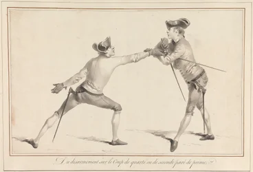 Du désarmement sur le coup de quarte ou de seconde paré de prime