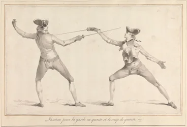 Position pour la garde en quarte et le coup de quarte