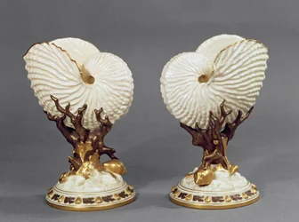 Paire de vases Worcester en forme de coquilles de Nautilus, 1880