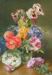Roses, coquelicot et pélargonium