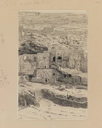 Un coin du village de Siloé (illustration de La Vie de Notre Seigneur Jésus-Christ)