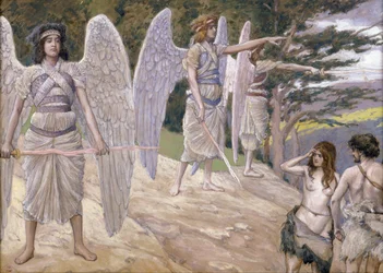 Adam et Ève chassés du paradis - Tissot, James Jacques Joseph (1836-1902) - 1896-1902 - Gouache sur papier - Musée juif, New York