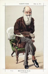 Charles Darwin, Hommes du jour, No. 33, Sélection naturelle, de Vanity Fair, pub. 1871
