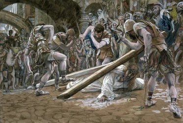 Christ tombe sous la croix, illustration pour La Vie du Christ
